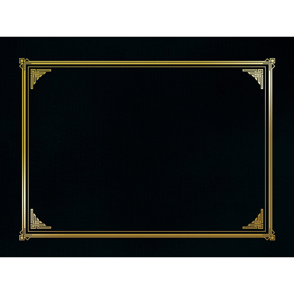 Geographics Letter, A4 Recycled Certificate Holder - 8 1/2" x 11" , 10" x 8" , 8 17/64" x 11 11/16" - Linen - Black - Die-cut, Embossed - 30% Recycled - 6 / Pack