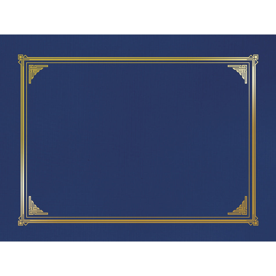 Geographics Letter, A4+ Recycled Certificate Holder - 8 1/2" x 11" , 10" x 8" , 8 17/64" x 11 11/16" - Linen - Navy Blue - Die-cut, Embossed - 30% Recycled - 6 / Pack