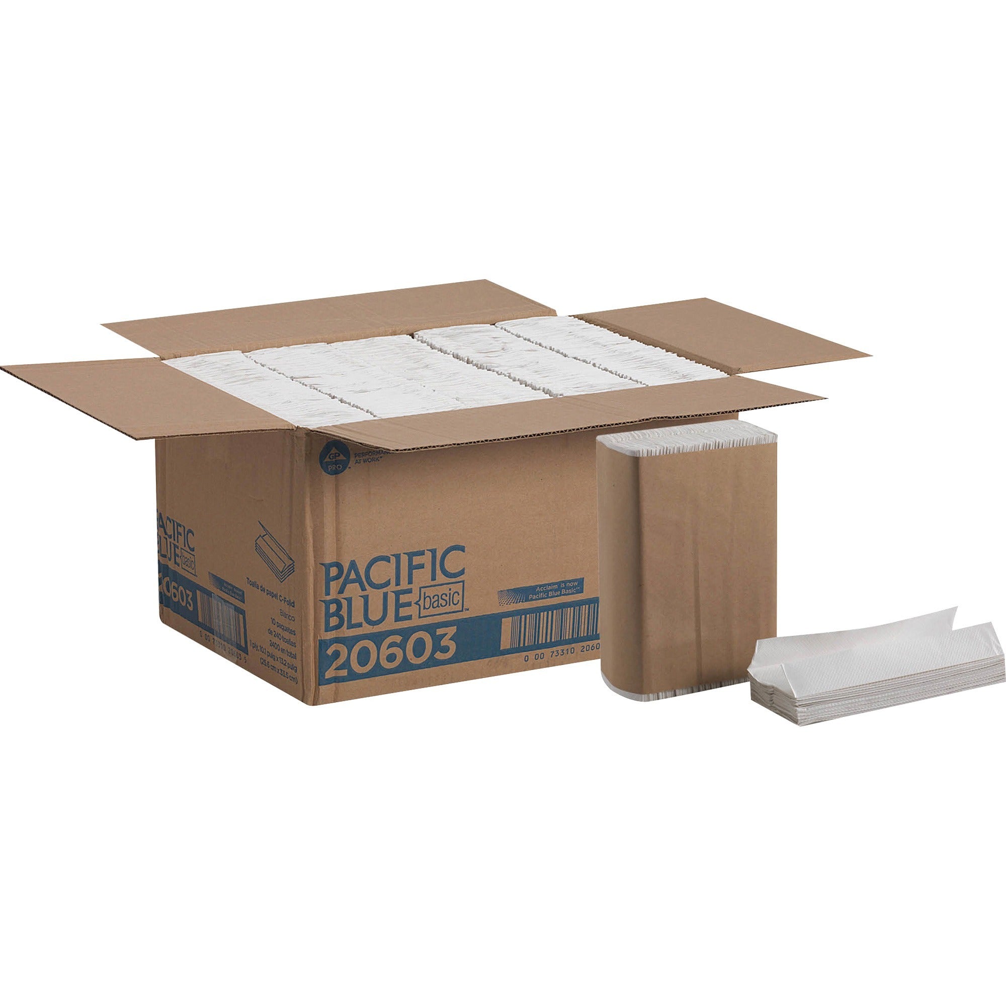 Pacific Blue Basic C-Fold Paper Towels - 10.10" Width x 12.70" Length - White - 240/Pack - 10 / Carton