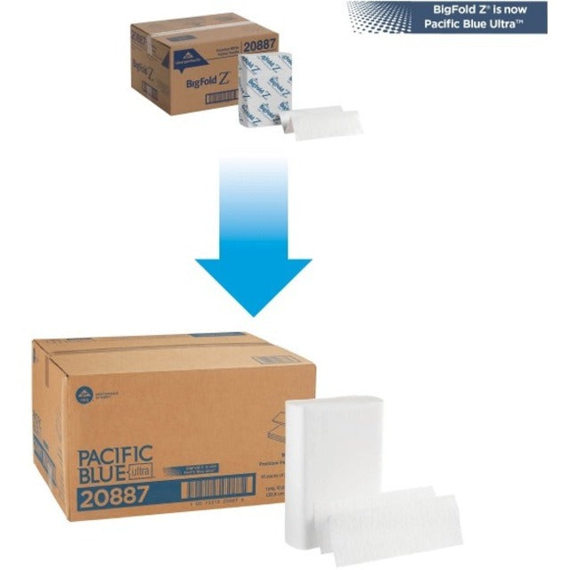 Pacific Blue Ultra Big Fold Z Premium Paper Towels - 1 Ply - 10.40" Width x 10.80" Length - White - 220/Pack - 10 / Carton