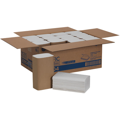 Pacific Blue Basic S-Fold Recycled Paper Towels - 9.25" Width x 10.25" Length - White - 250/Pack - 16 / Carton