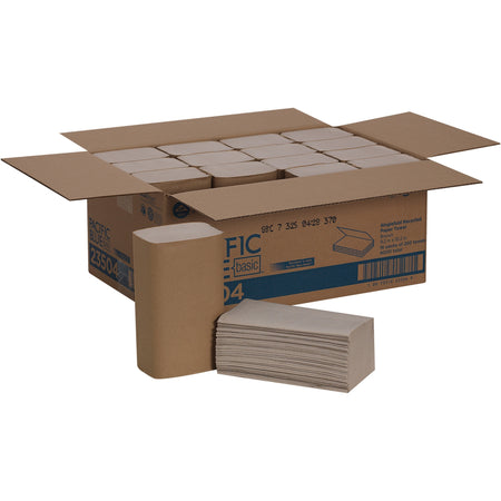 Pacific Blue Basic S-Fold Recycled Paper Towels - 9.25" Width x 10.25" Length - Natural - 250/Pack - 16 / Carton