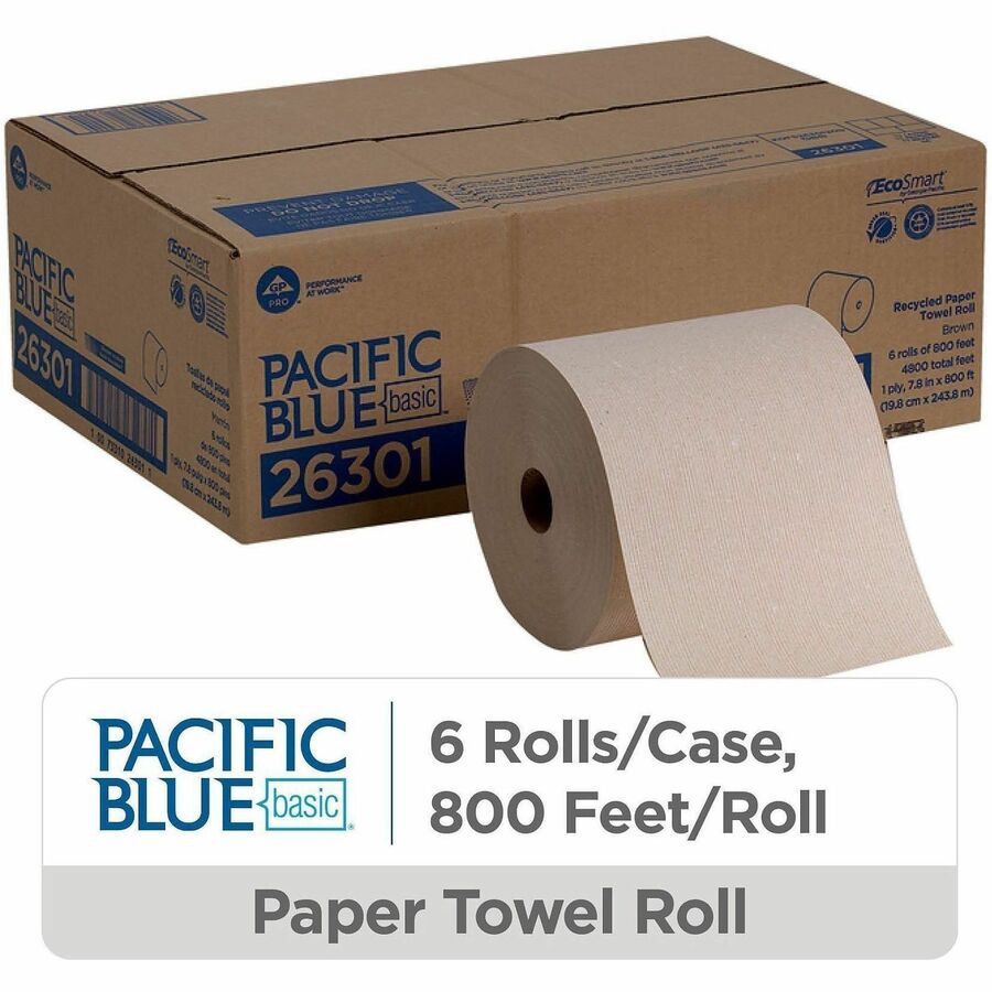 Pacific Blue Basic Recycled Hardwound Paper Roll Towel - Alternate-Image1