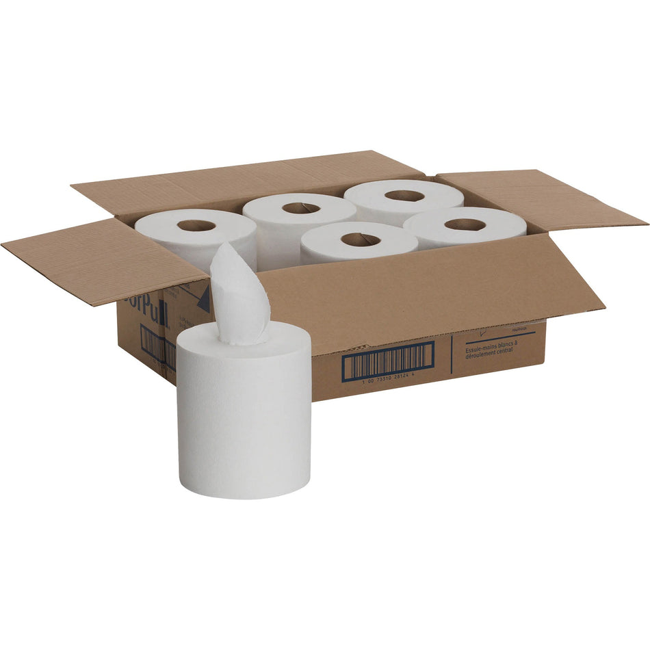 SofPull Centerpull Regular Capacity Paper Towels - 1 Ply - 15" Width x 7.80" Length - 320 Sheets/Roll - White - 6 / Carton