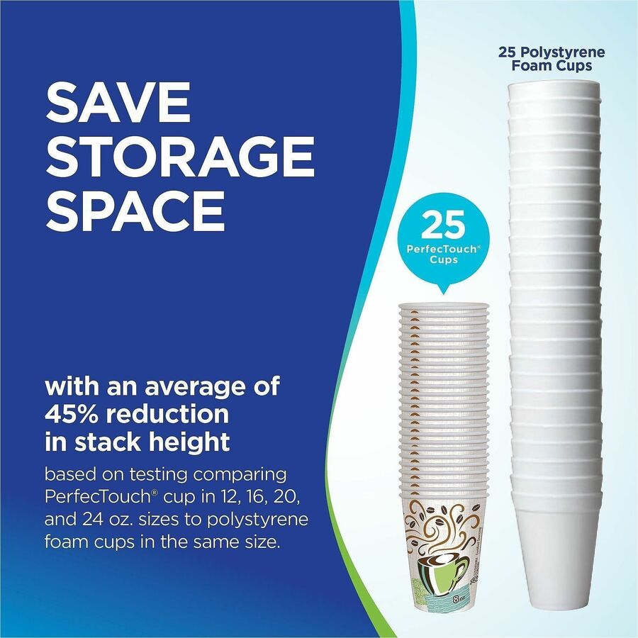 Dixie PerfecTouch 8 oz Insulated Paper Hot Coffee Cups by GP Pro - Alternate-Image6