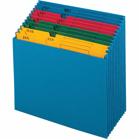 Pendaflex Recycled Expanding File - 11" x 12" - 12 Pocket(s) - Paper, Paper - Blue - Preprinted - 10% Recycled - 1 Each
