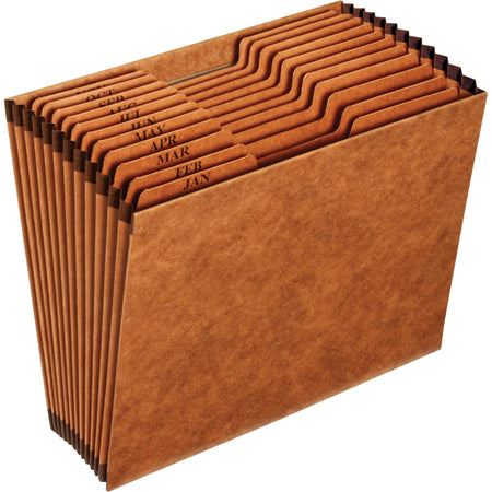 Pendaflex 1/3 Tab Cut Letter Recycled Expanding File - 8 1/2" x 11" - 12 Pocket(s) - Top Tab Location - 80 pt. - Tyvek - Brown - Reinforced, Heavy Duty, Rip Resistant - 10% Recycled - 1 Each