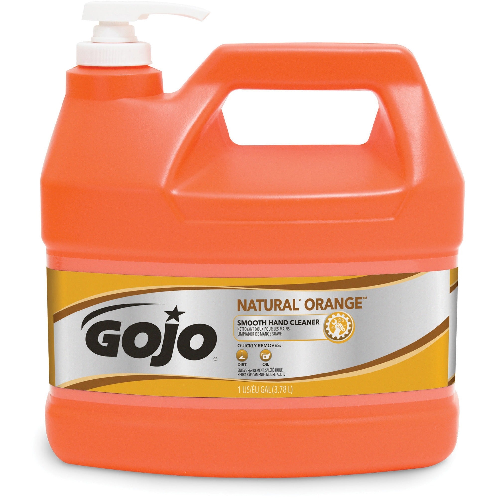 Gojo® Natural Orange Smooth Hand Cleaner - Citrus Scent - 1 gal - Pump Bottle Dispenser - Soil Remover, Dirt Remover, Grease Remover - Hand - Orange - 1 Each