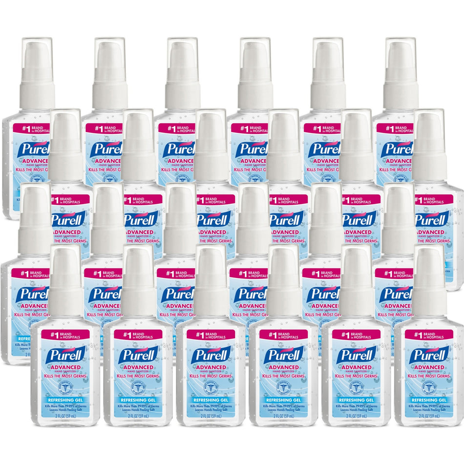 PURELL® Advanced Hand Sanitizer Gel - 2 fl oz - Pump Bottle Dispenser - Kill Germs - Hand - Moisturizing - Clear - 24 / Carton
