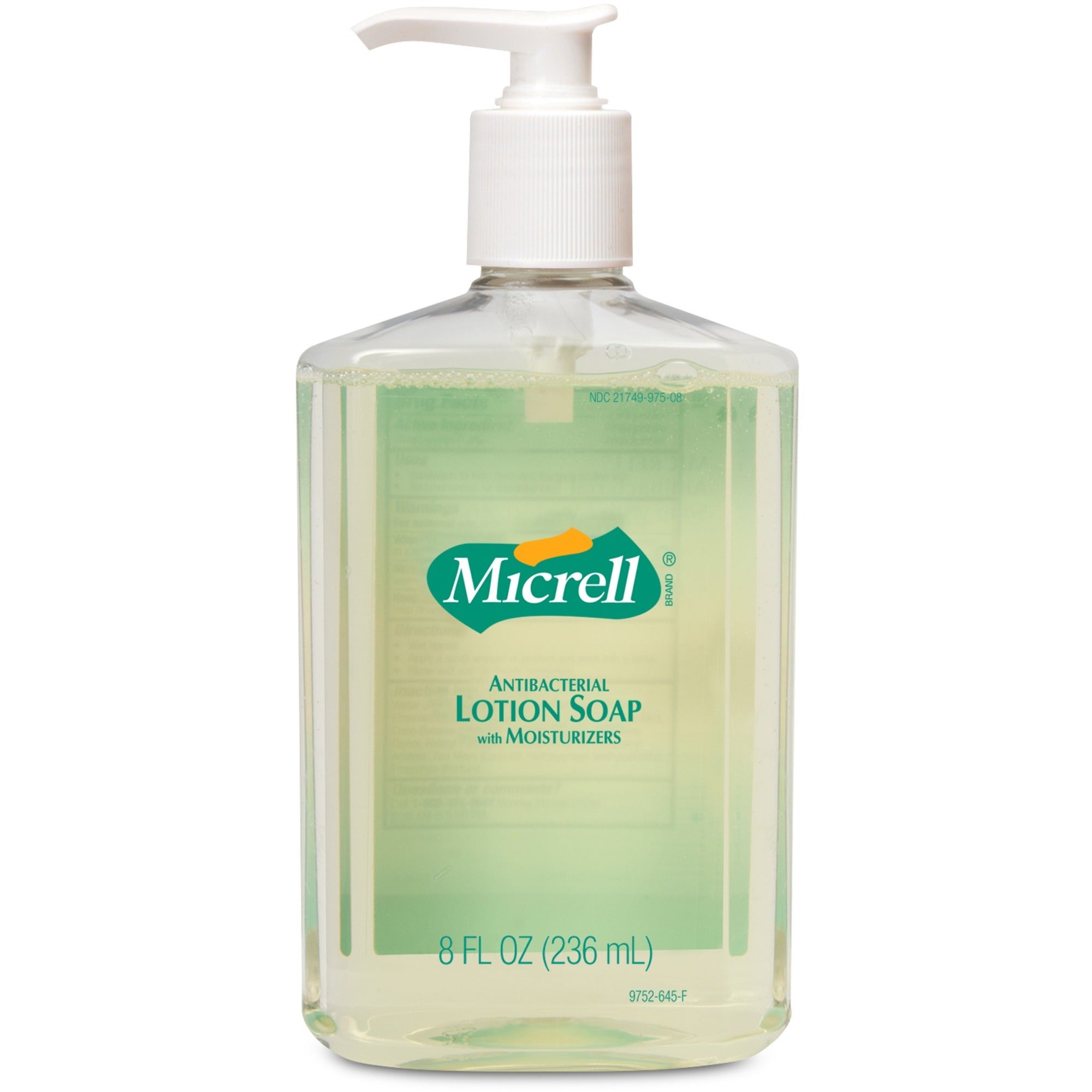 Micrell Antibacterial Lotion Soap: Citrus Scent 8 fl oz Push Pump Dispenser - Kill Germs Hand Care - Soaps/Cleaners