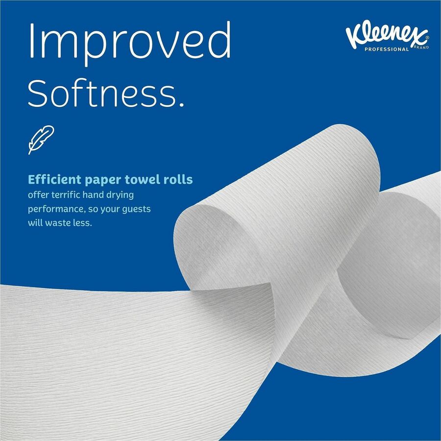 Kleenex® Universal Hard Roll Paper Towels - 8" Width x 425 ft Length - White - Paper - 12 / Carton