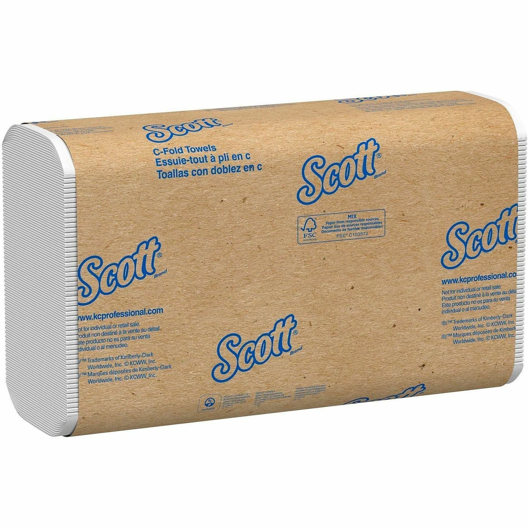 Scott® Essential C Fold Paper Towels with Fast-Drying Absorbency Pockets - 10.13" Width x 13.15" Length - White - Paper - 200/Pack - 12 / Carton