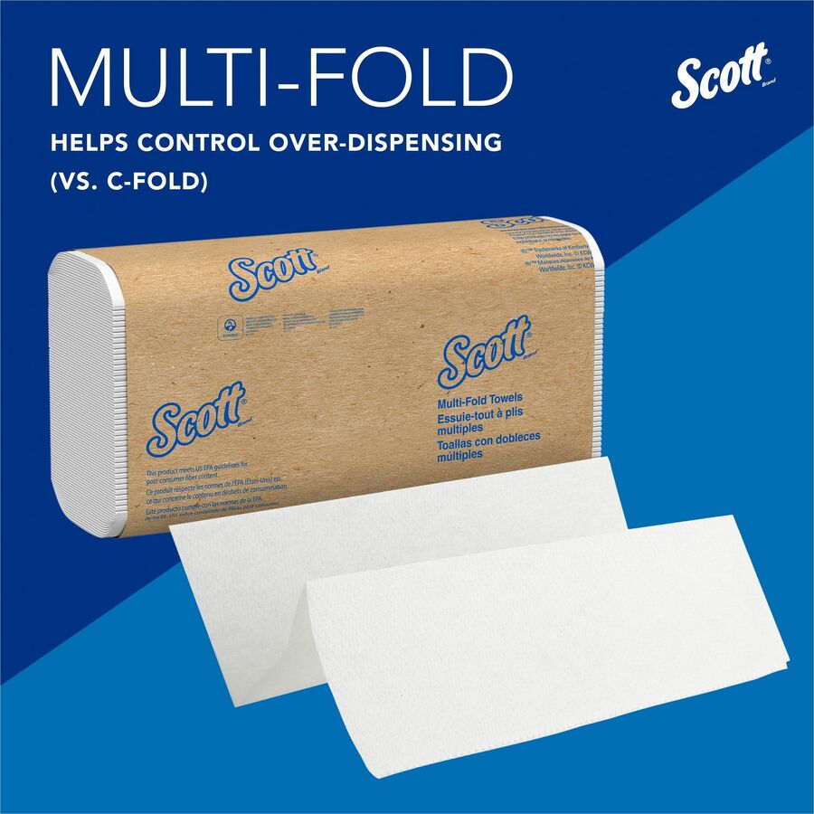 Scott® Multifold Paper Towels with Absorbency Pockets - 9.20" Width x 9.40" Length - White - Paper - 250/Pack - 16 / Carton