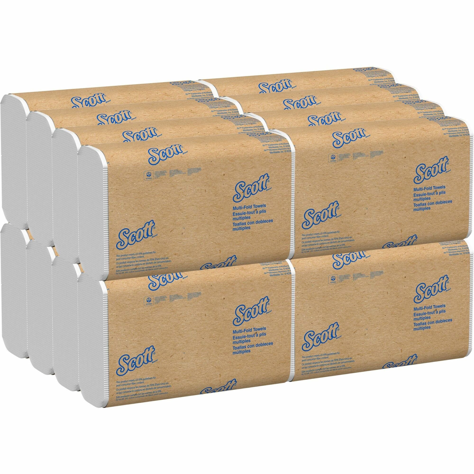 Scott® Multifold Paper Towels with Absorbency Pockets - 9.20" Width x 9.40" Length - White - 250/Pack - 16 / Carton