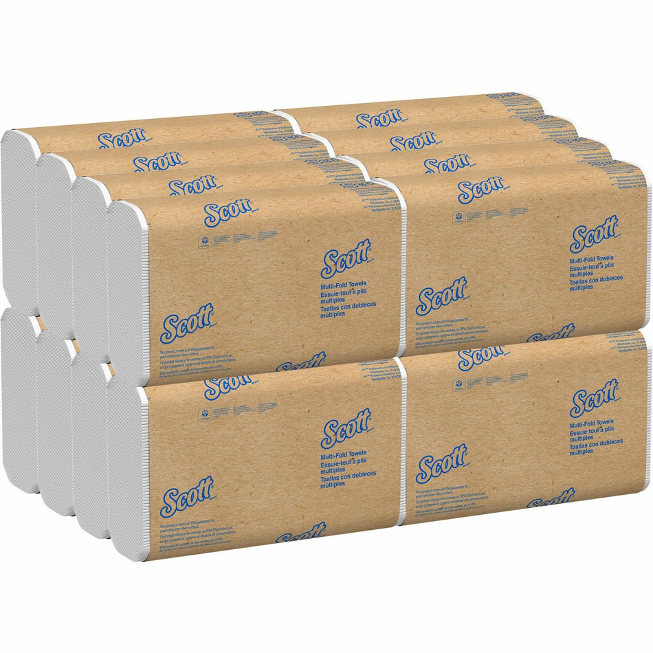 Scott® Multifold Paper Towels with Absorbency Pockets - 9.20" Width x 9.40" Length - White - 250/Pack - 16 / Carton
