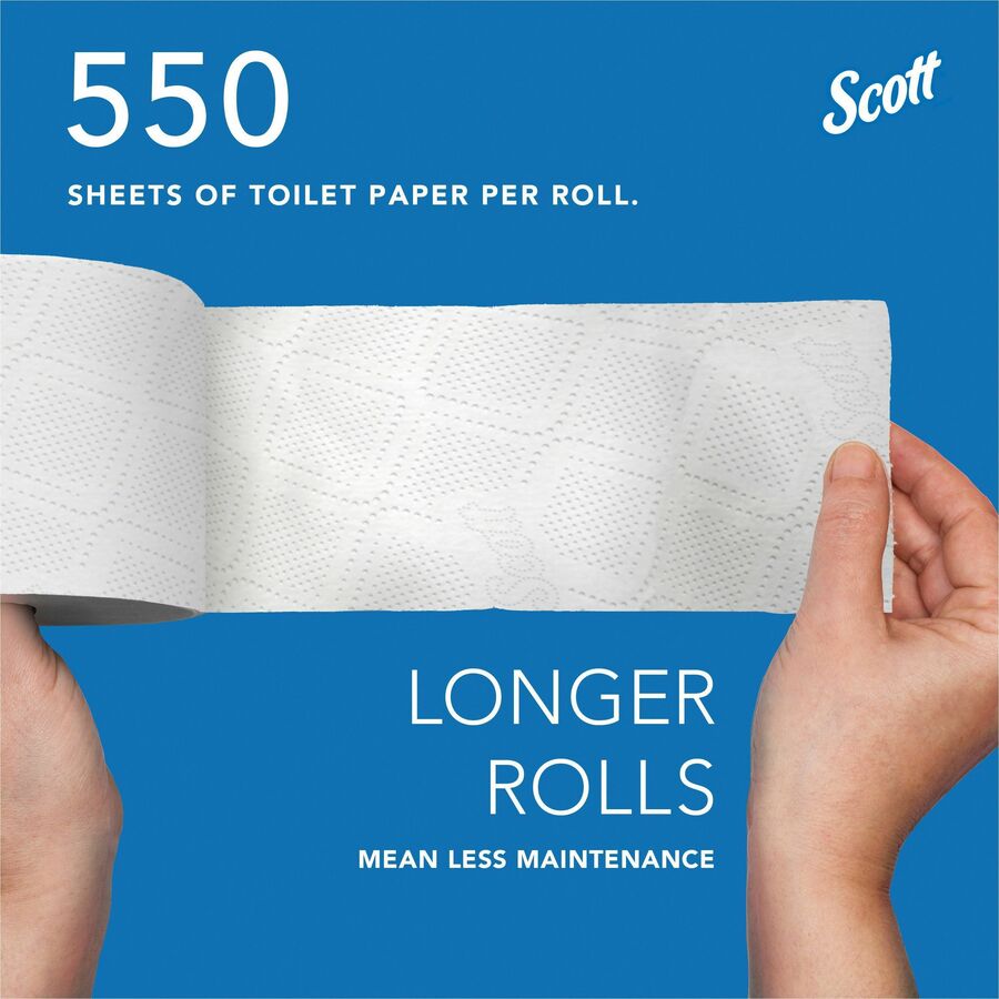 Scott Professional Standard Roll Toilet Paper with Elevated Design - 2 Ply - 4" Width x 4" Length - 550 Sheets/Roll - White - 80 / Carton