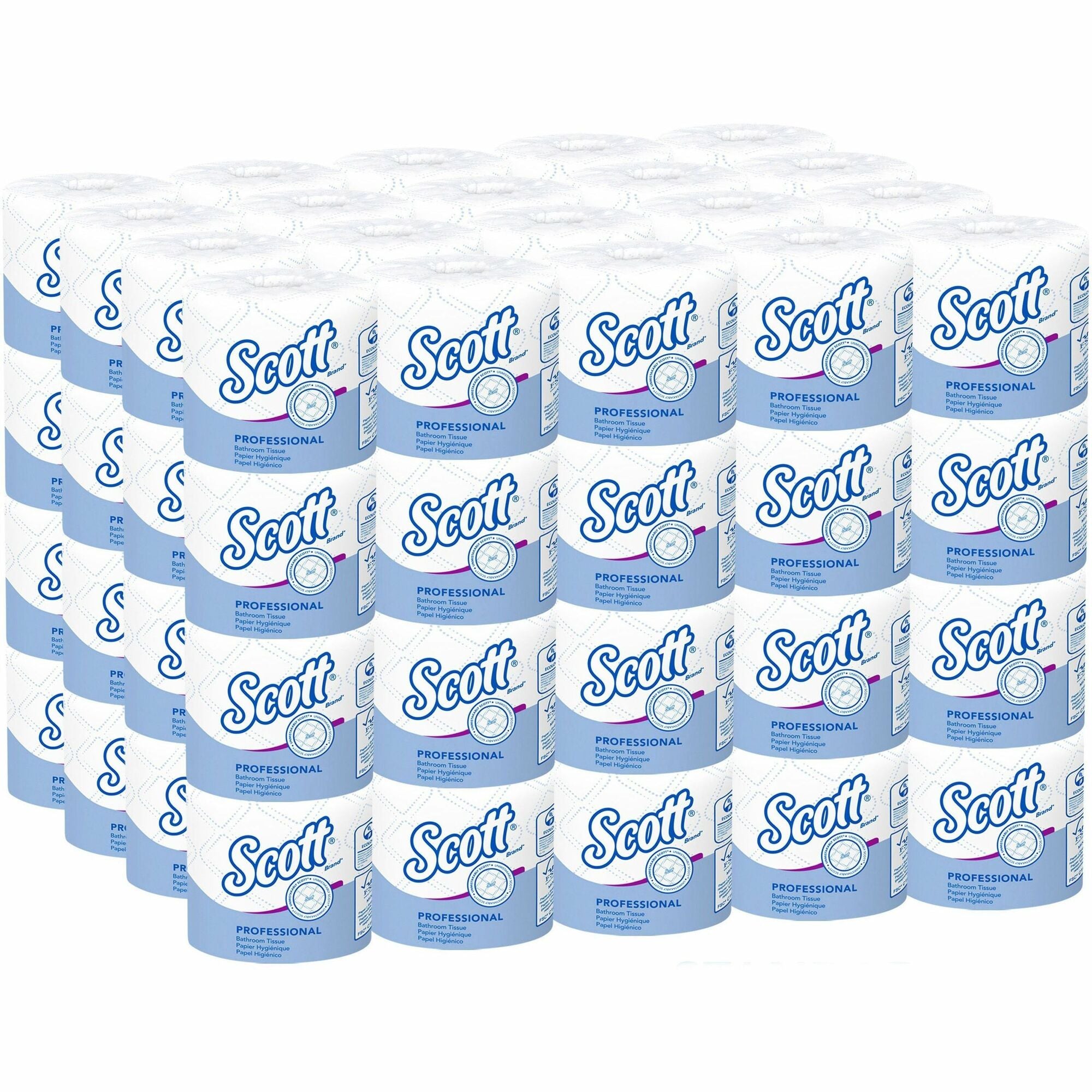 Scott Professional Standard Roll Toilet Paper with Elevated Design - 2 Ply - 4" Width x 4" Length - 550 Sheets/Roll - White - 80 / Carton