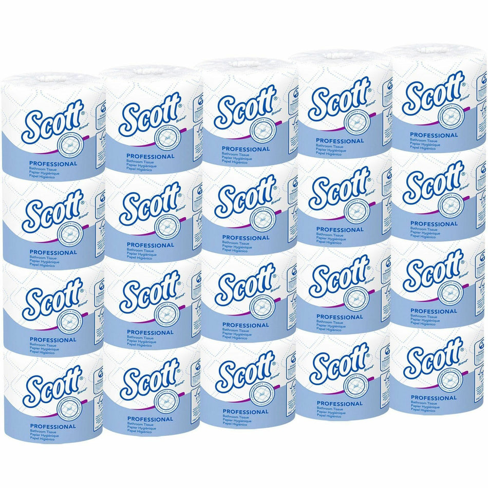 Scott Professional Standard Roll Toilet Paper with Elevated Design - 2 Ply - 4" Width x 4" Length - 550 Sheets/Roll - White - 20 / Carton