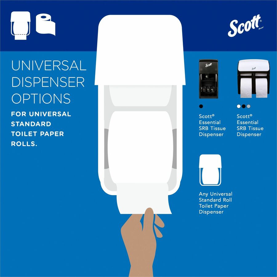 Scott Professional Standard Roll Toilet Paper with Elevated Design - 2 Ply - 4" Width x 4" Length - 550 Sheets/Roll - White - 20 / Carton
