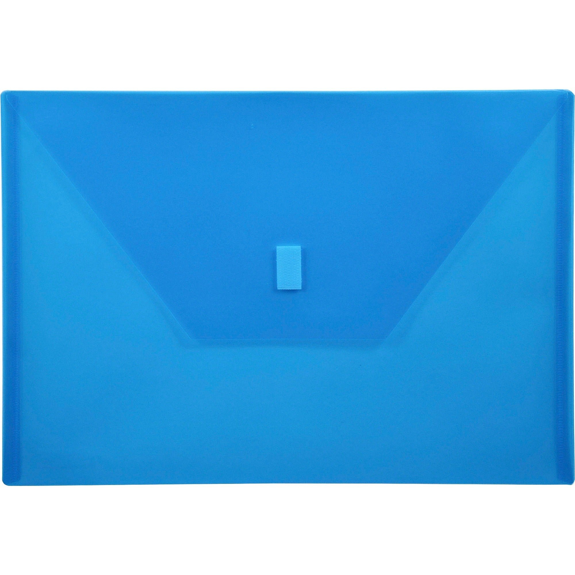 Lion A4 Recycled File Pocket - 8 17/64" x 11 11/16" - Polypropylene - Blue - Weather Proof, Hook & Loop Closure, Heavy Duty - 20% Recycled - 1 Each