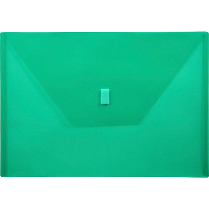 Lion 22080-GR A4 Recycled File Pocket: Green Poly Weatherproof Hook & Loop Closure - Envelopes
