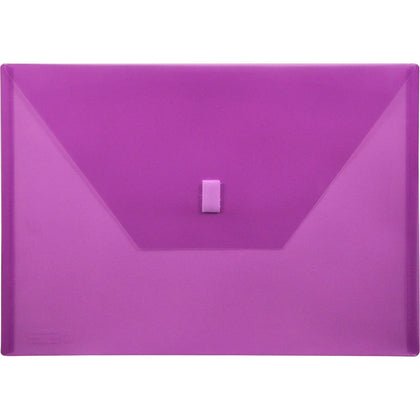 Lion 22080-PR A4 Recycled File Pocket: Purple Poly Weatherproof Hook & Loop Closure - Envelopes