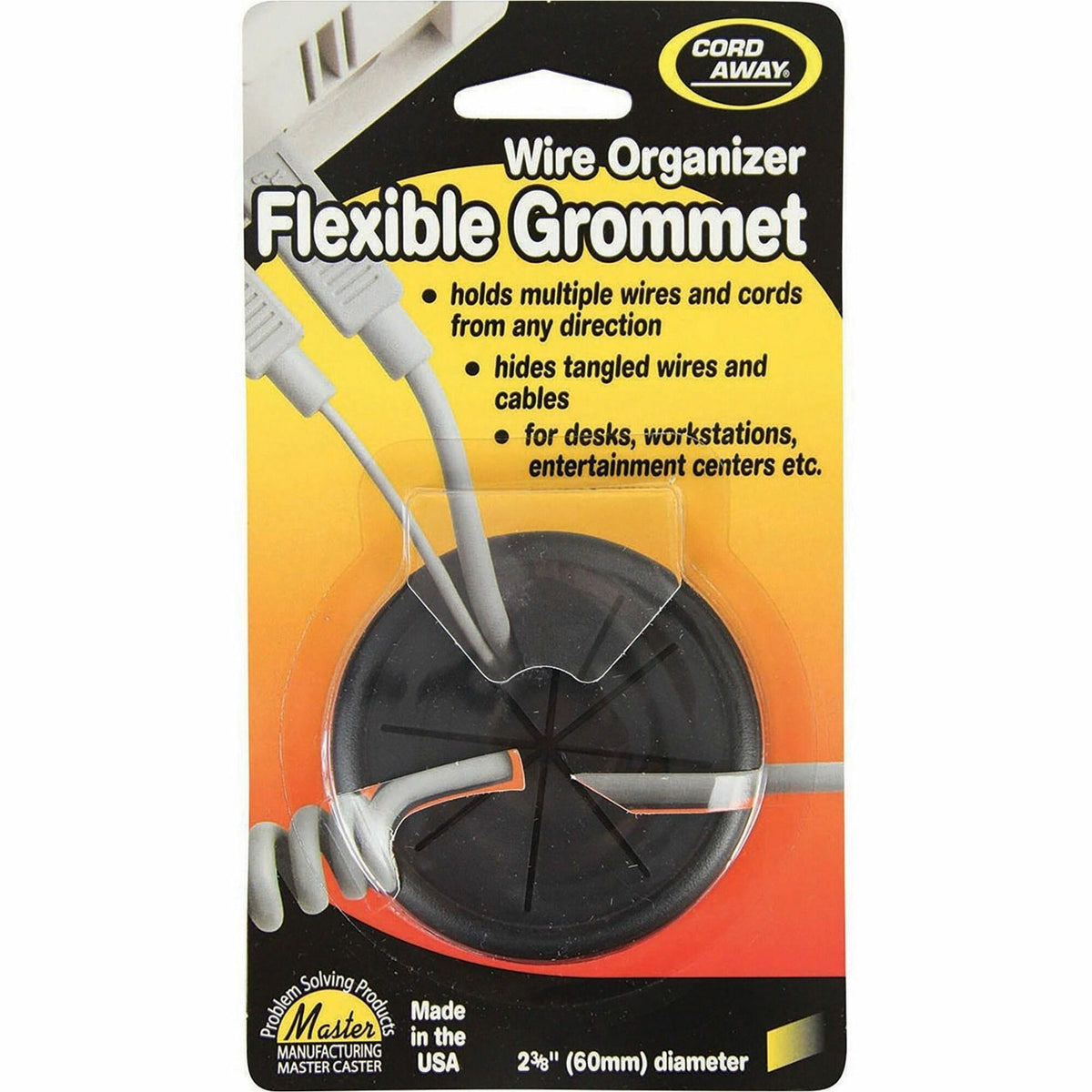 CordAway Flexible Grommet - Grommet - Black - 1 Each