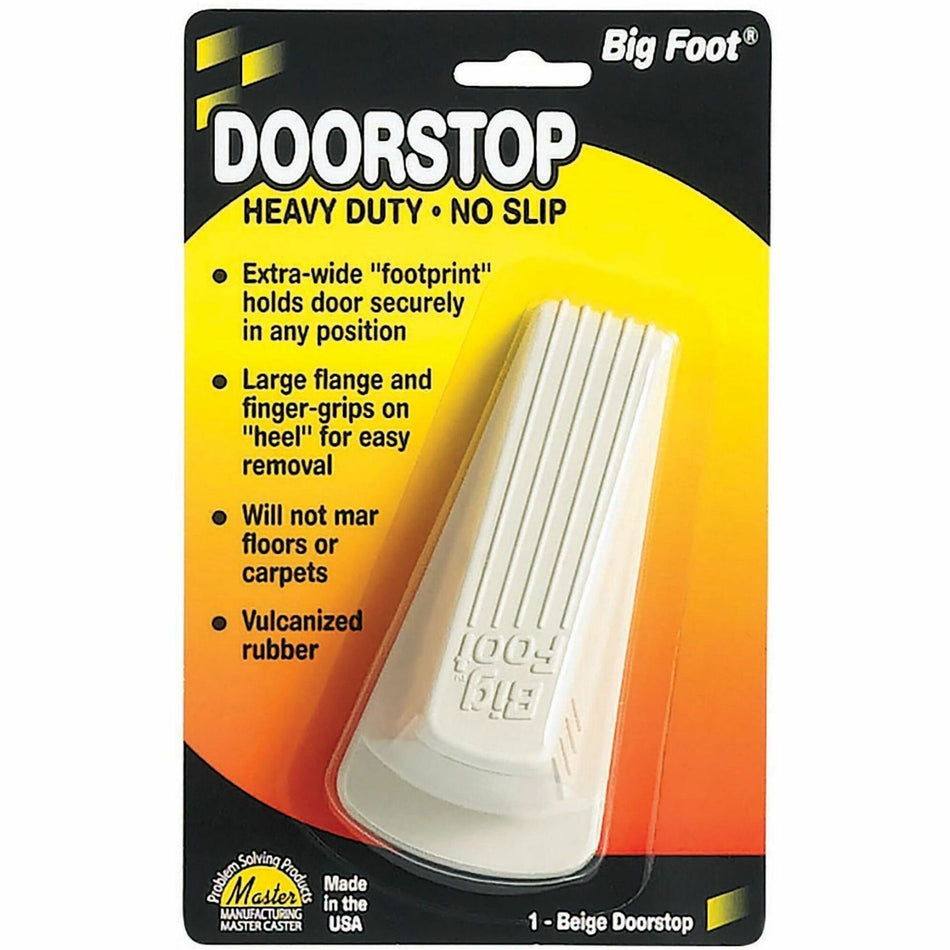 Big Foot Doorstop - Beige - Non-skid Base, Prevent Scratches, Non-slip, Heavy Duty, Impact Resistant, Crush Proof - Rubber - 1.3" Height x 2.3" Width - Beige - 1 Each
