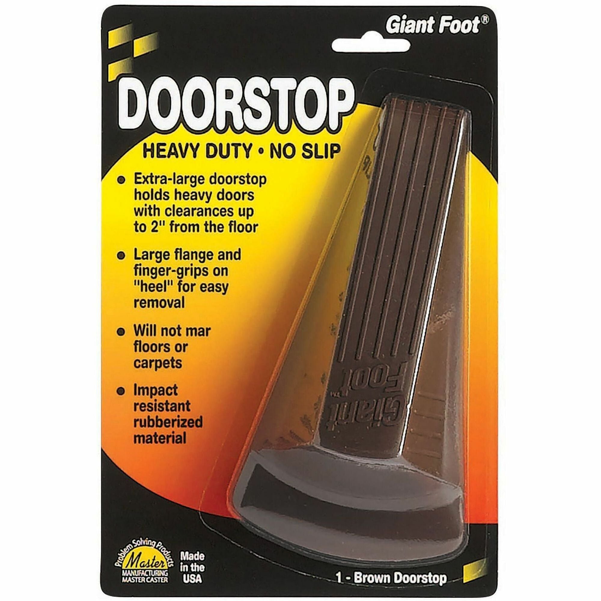 Giant Foot Doorstop - Brown - 2" Door Clearance - Non-skid Base, Prevent Scratches, Impact Resistant, Non-slip, Heavy Duty, Crush Proof - Rubber, Santoprene, Sanoprene - 2" Height x 3.5" Width - Brown - 1 Each