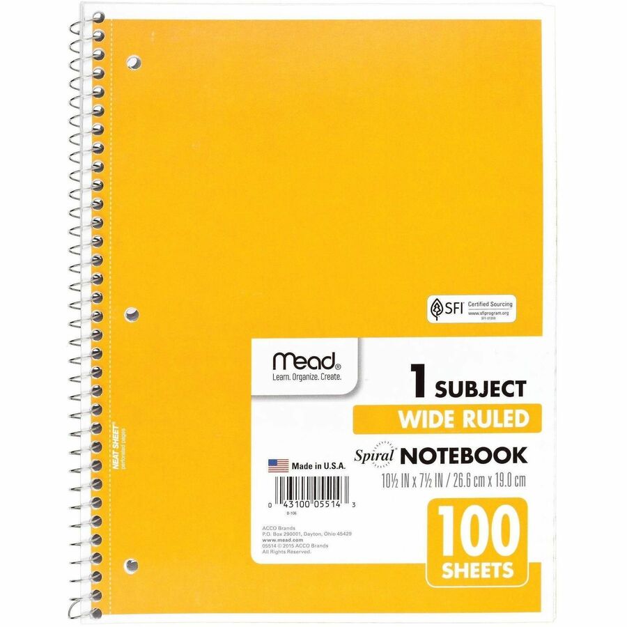 Mead Spiral Bound Wide Ruled Notebooks - Alternate-Image4