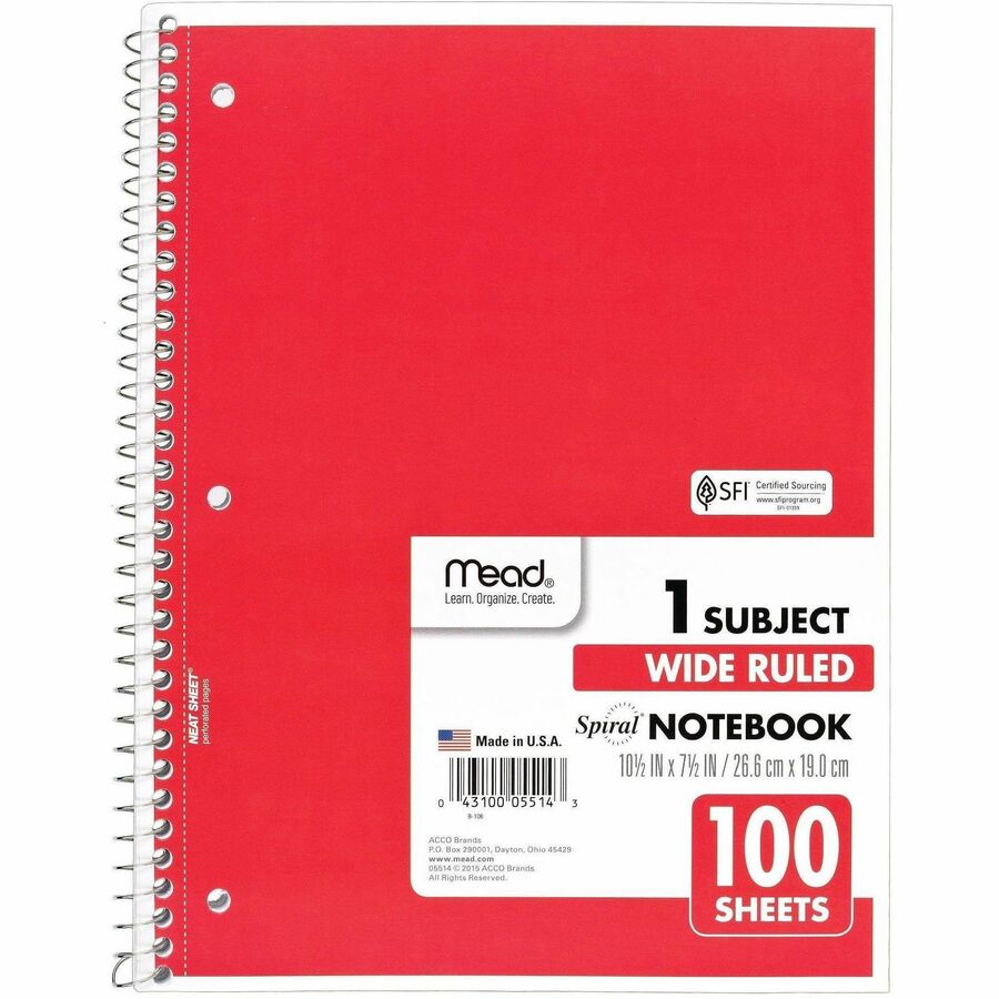Mead Spiral Bound Wide Ruled Notebooks - Alternate-Image3