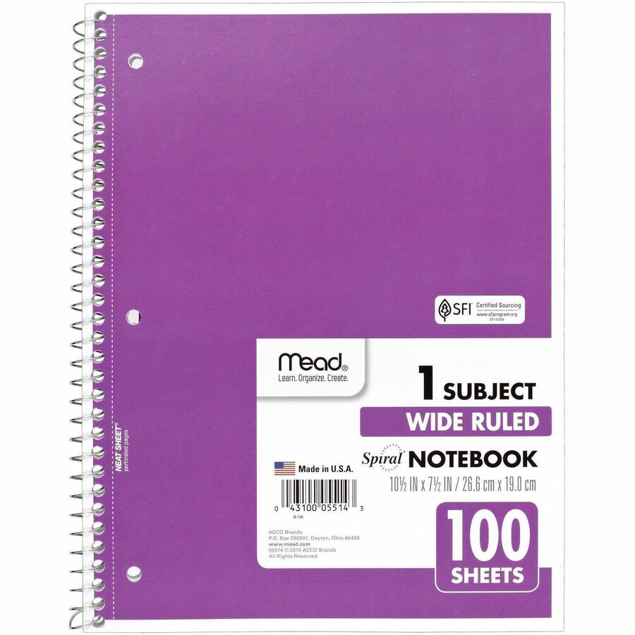 Mead Spiral Bound Wide Ruled Notebooks - Alternate-Image2
