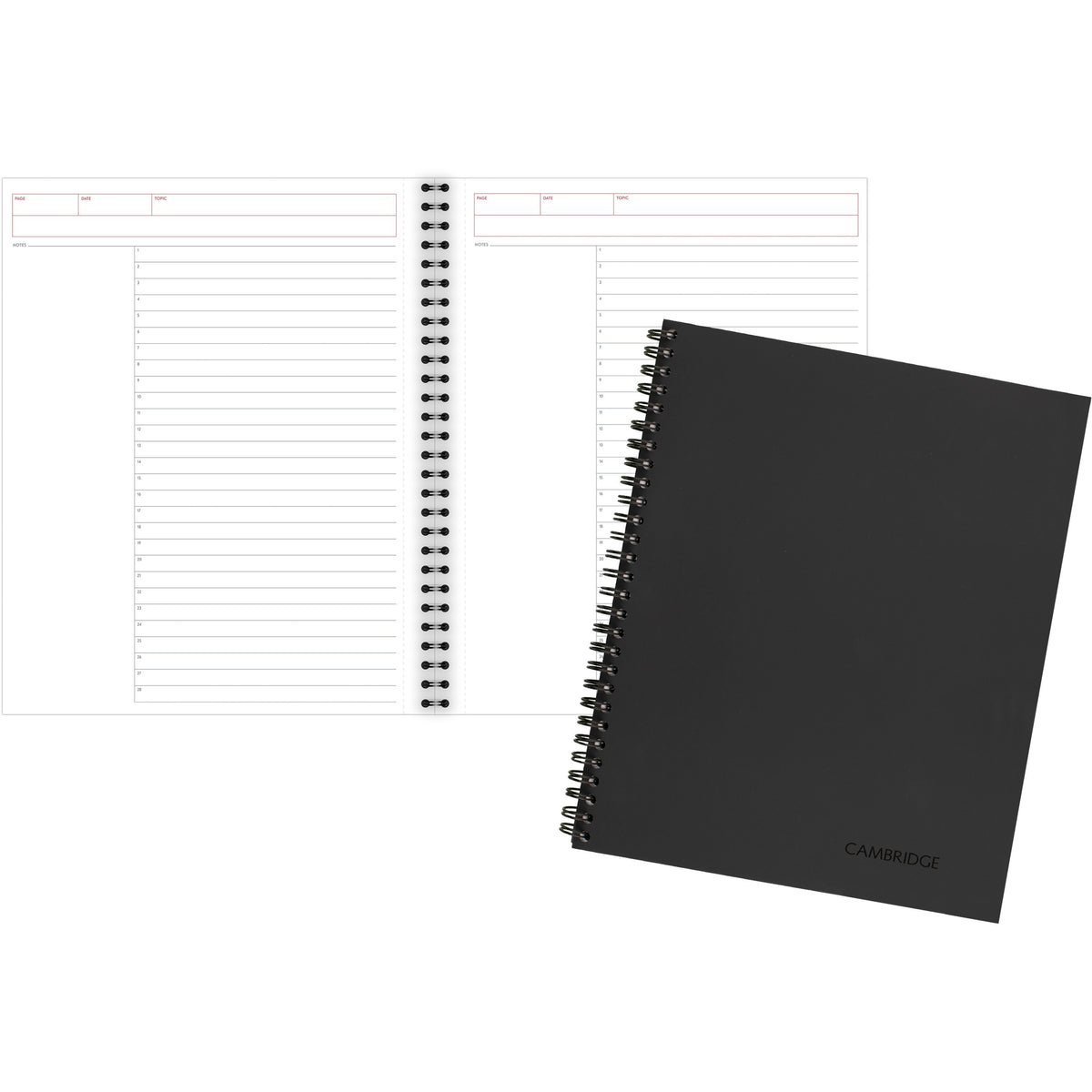 Mead 1 - Subject Action Planner Notebook - Letter - 80 Sheets - Double Wire Spiral - 0.34" Ruled - 20 lb Basis Weight - Letter - 8 1/2" x 11" Sheet Size - White Paper - Black Binding - Black Linen Cover - Bond Paper, Perforated, Subject - 1 Each