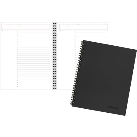 Mead 1 - Subject Action Planner Notebook - Letter - 80 Sheets - Double Wire Spiral - 0.34" Ruled - 20 lb Basis Weight - Letter - 8 1/2" x 11" Sheet Size - White Paper - Black Binding - Black Linen Cover - Bond Paper, Perforated, Subject - 1 Each