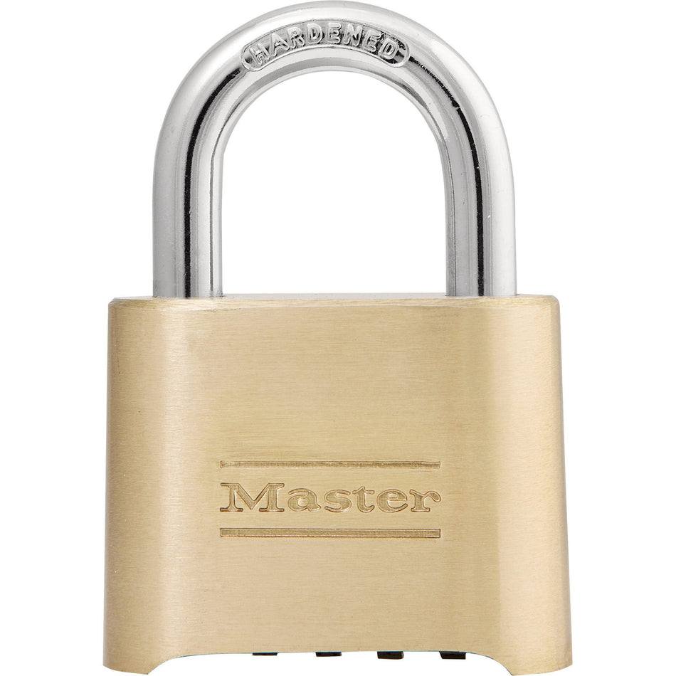 Master Lock Resettable Combination Lock - 4 Digit - 0.31" Shackle Diameter - Brass - 1 Each