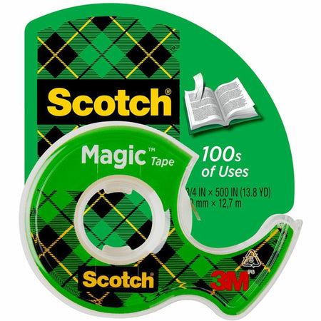 Scotch Dispensing Matte Finish Magic Tape - 18.06 yd Length x 0.75" Width - 1" Core - Clear - Permanent Adhesive Backing - Dispenser Included - Handheld Dispenser - Split Resistant, Tear Resistant - For Mending, Splicing - 1 Roll