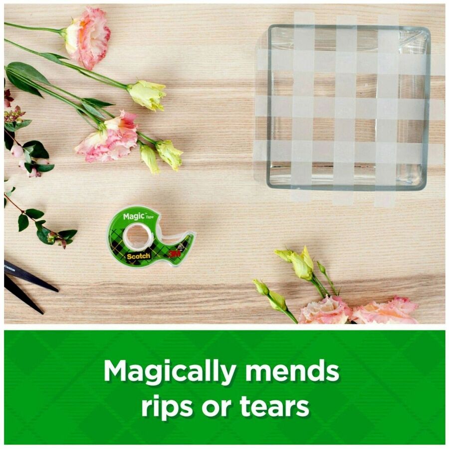 Scotch Magic Tape Dispenser - Clear, Permanent Adhesive - 0.75" x 18.06 yd