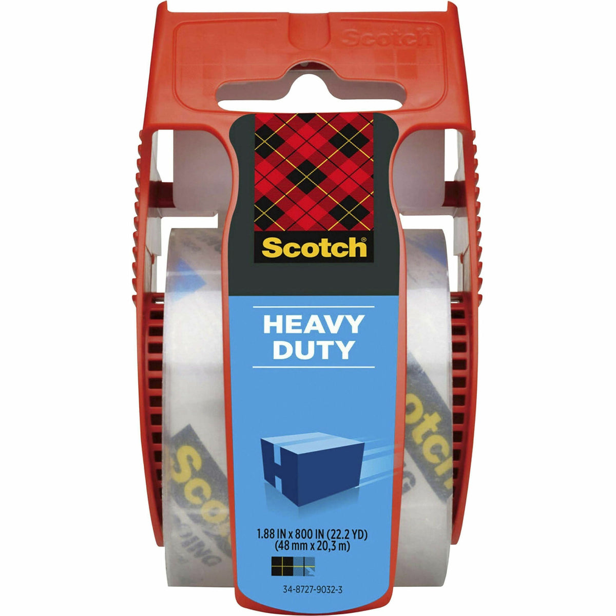 Scotch Super-Strength Packaging Tape - 22.20 yd Length x 1.88" Width x 3.1 mil Thickness - 1 1/2" Core - Clear - Synthetic Rubber Resin - Dispenser Included - Handheld Dispenser - Moisture Resistant, Split Resistant - For Packing, Shipping - 1 Roll