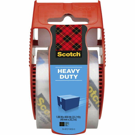Scotch Super-Strength Packaging Tape - 22.20 yd Length x 1.88" Width x 3.1 mil Thickness - 1 1/2" Core - Clear - Synthetic Rubber Resin - Dispenser Included - Handheld Dispenser - Moisture Resistant, Split Resistant - For Packing, Shipping - 1 Roll