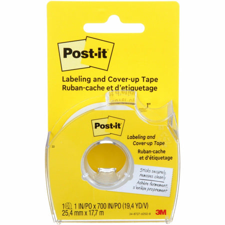 Post-it® Labeling & Cover-up Tape - 1" Tape Width x 58.33 ft Tape Length - 6 Line(s) - White Tape - Removable - Yellow - 1 Roll