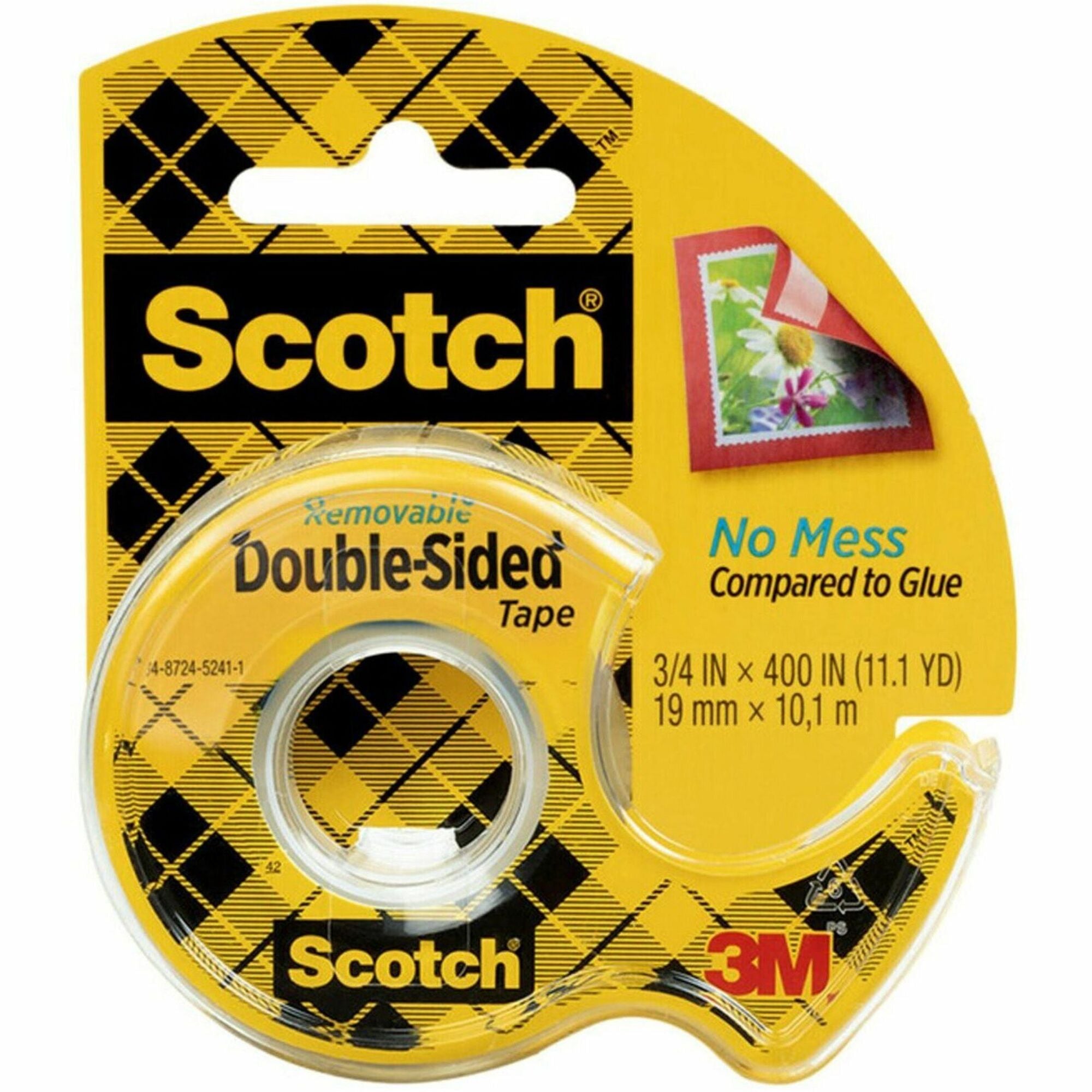 Scotch Removable Double-Sided Tape - 3/4"W - 11.11 yd Length x 0.75" Width - 1" Core - Clear - Acrylic - Dispenser Included - Handheld Dispenser - Long Lasting - For Cut-and-paste - 1 Roll