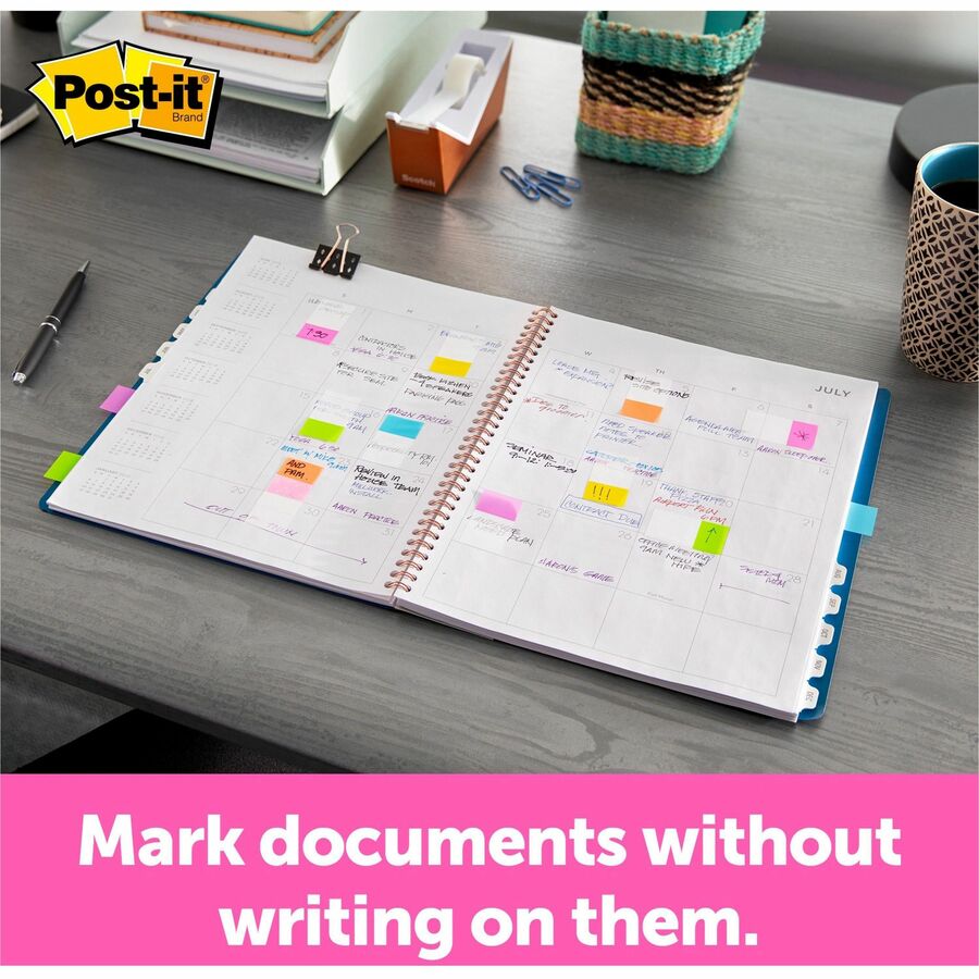 Post-it®  Flags Value Pack - 200 - 1" Flag/Note Width x 1 3/4" Flag/Note Length - Rectangle, Arrow - Unruled - Aqua, Yellow, Green, Purple, Pink, Blue - Self-adhesive, Removable - Dispenser Included - 200 / Pack