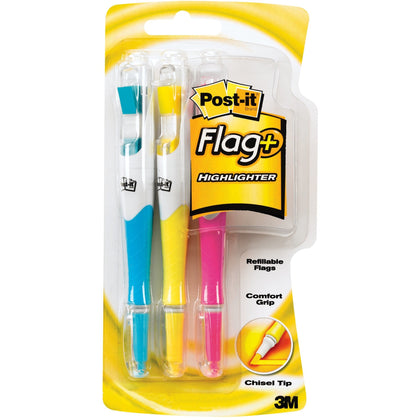Post-it® Flag+ Highlighter - 3-Pack Yellow Pink Blue Ink & Barrel - Highlighters
