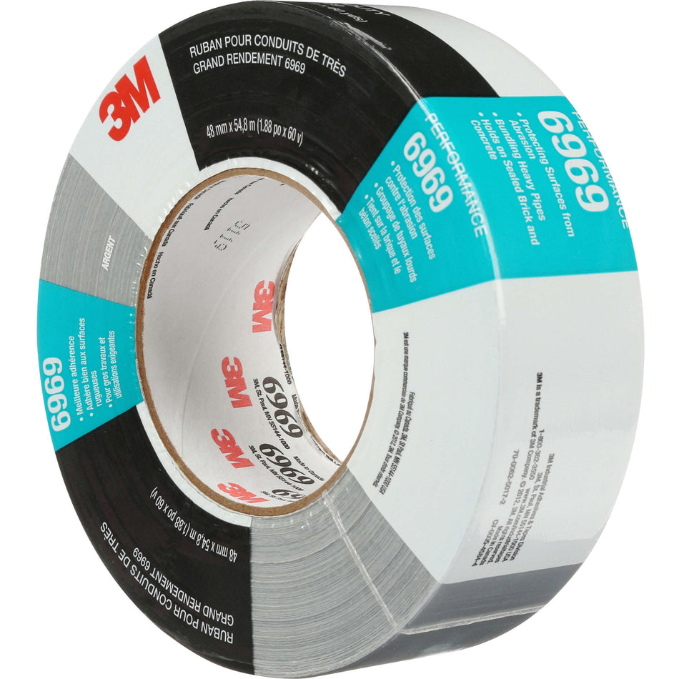 3M Heavy-duty Duct Tape - 60 yd Length x 1.88" Width x 10.7 mil Thickness - 3" Core - Silver - Cloth, Rubber - 10.60 mil - Polyethylene Coated Cloth Backing - 1 Roll