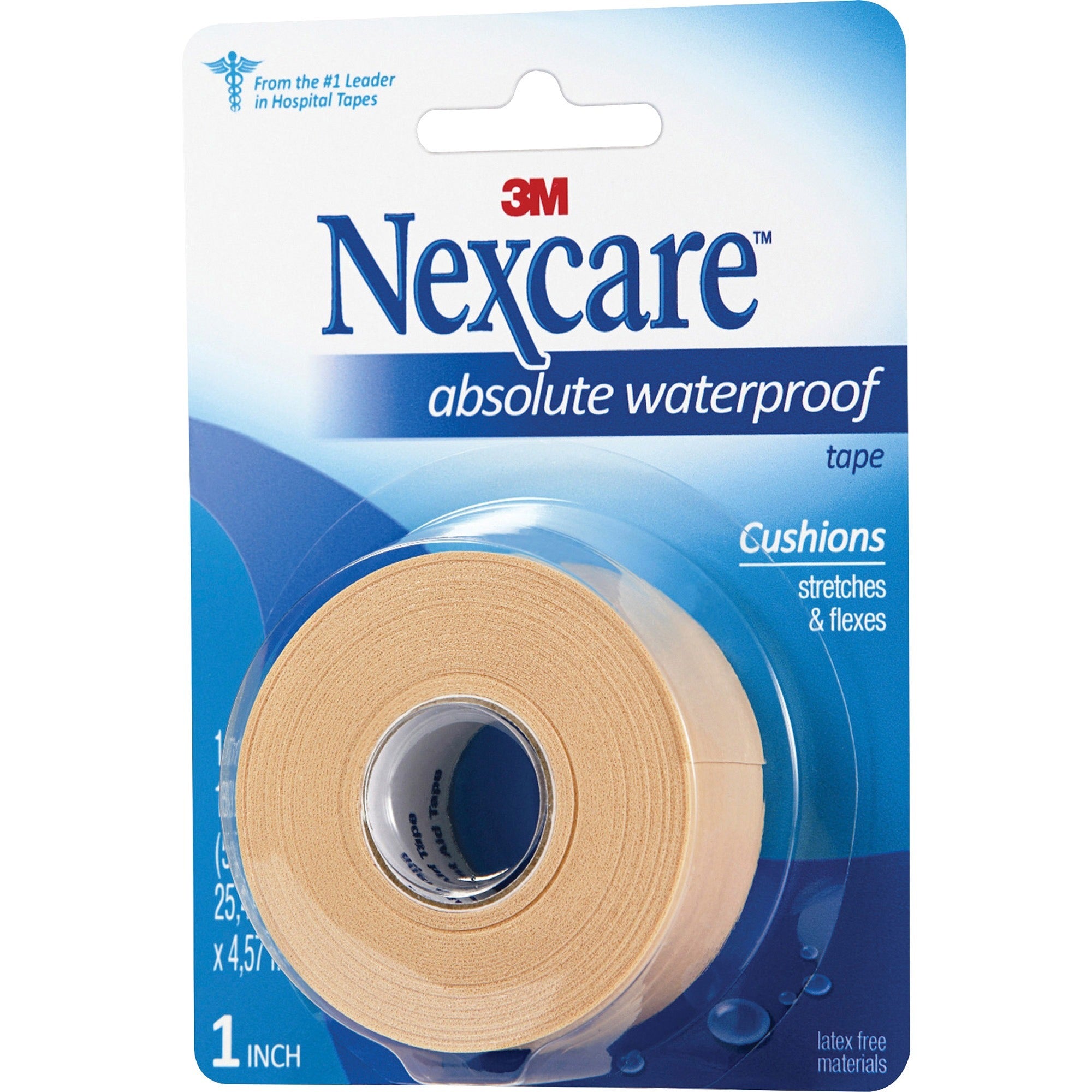 Nexcare Waterproof Tape - 15 ft Length x 1" Width - Aqua - Foam - Dispenser Included - Water Proof - For First Aid - 1 Each