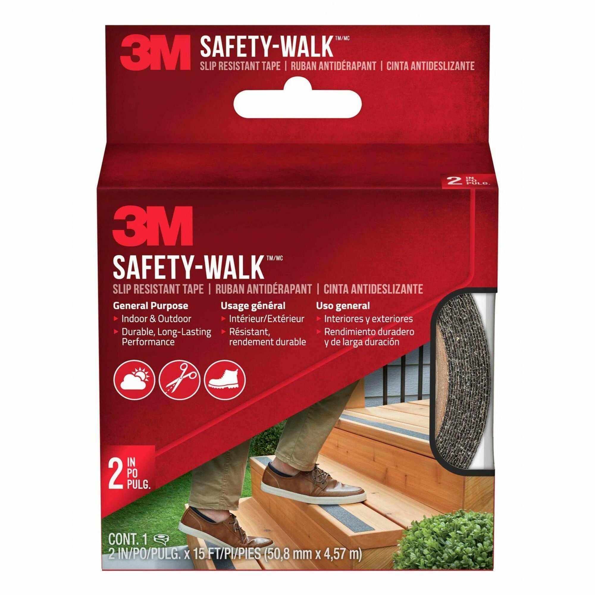 3M Safety Walk Outdoor Tread - 15 ft Length x 2" Width - Black - For Marking - 1 Each