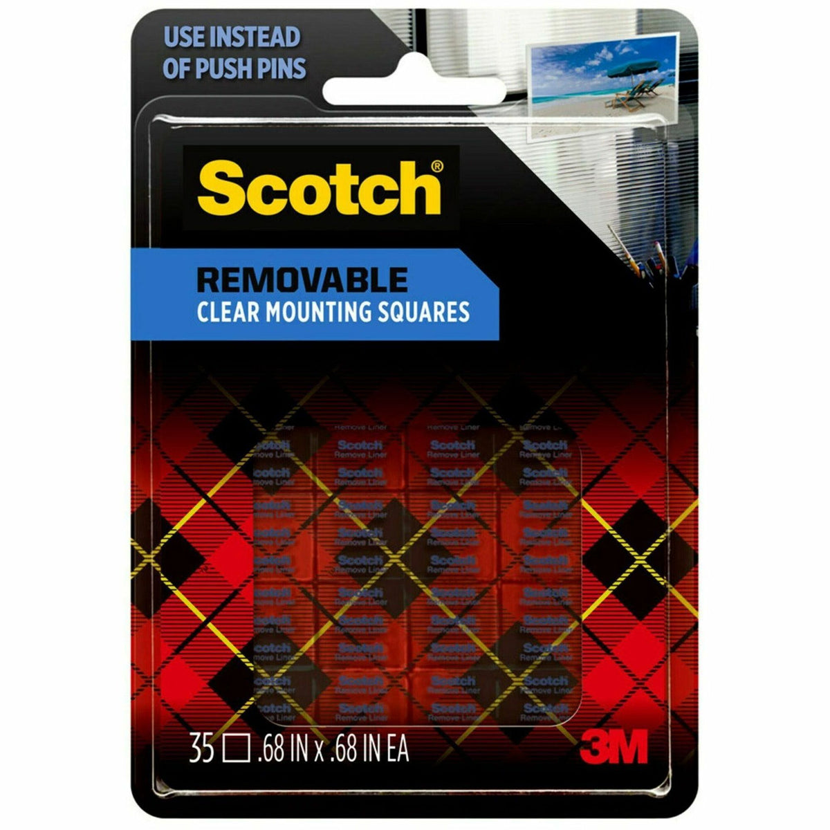 Scotch Mounting Squares - 0.69" Length x 0.69" Width - Gray - Stain Resistant - For Mounting - 35 / Pack