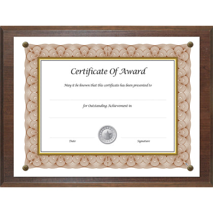 Golite Nu-Dell 13x10.50 Display Frame: Holds 11x8.50 Insert Walnut Finish - Certificates & Seals