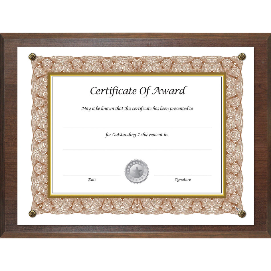 Golite nu-dell Display Frame - 13" x 10.50" Frame Size - Holds 11" x 8.50" Insert - Horizontal, Vertical - Beveled Edge, Pre-drilled Holes - Walnut - 1 Each