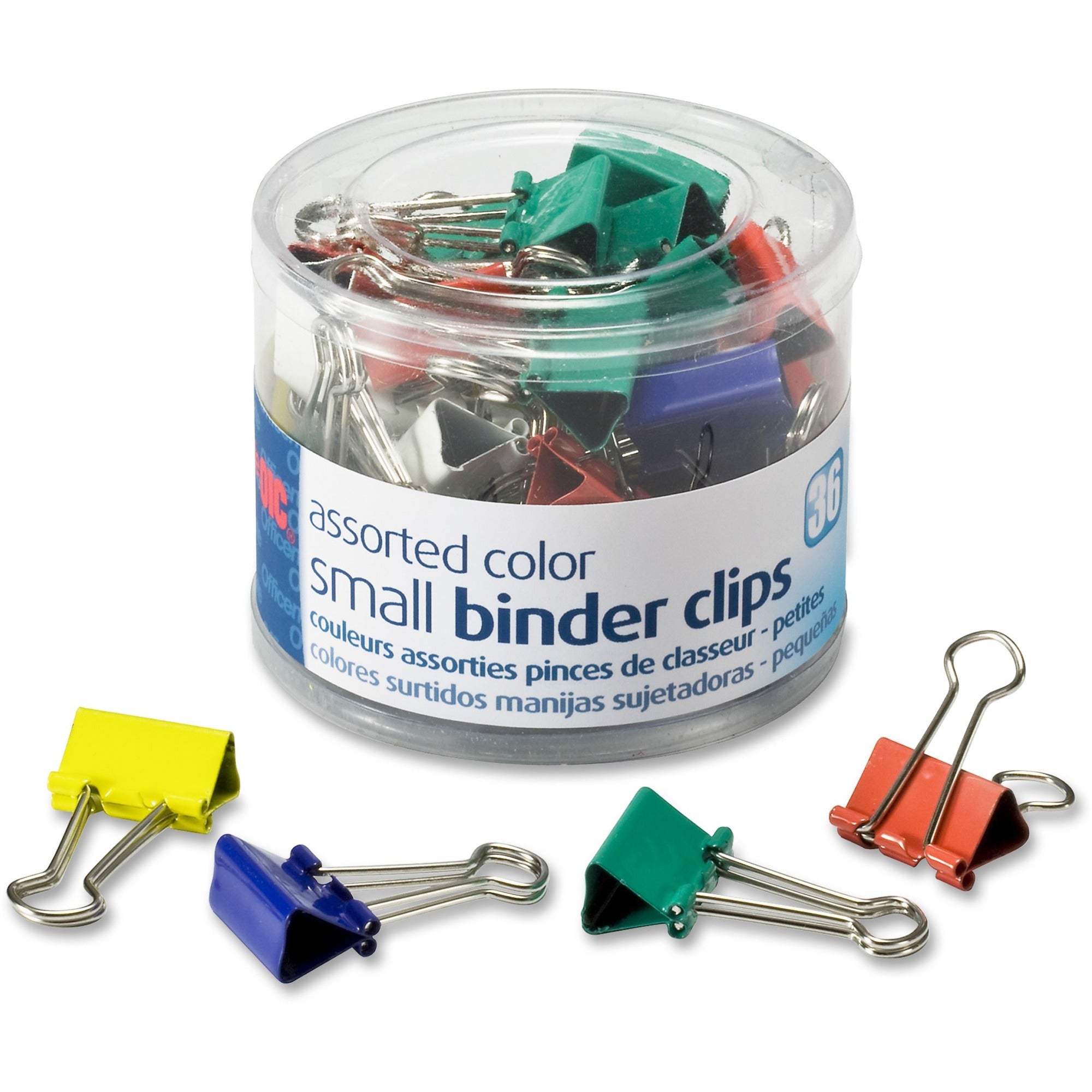 Officemate Binder Clips - Small - 0.38" Size Capacity - Assorted - 36 / Pack